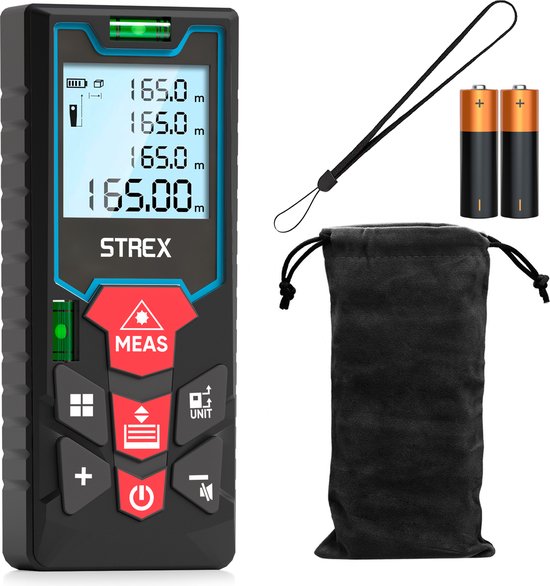 Strex laserafstandmeter 60m met IP54 waterdicht en beschermhoes